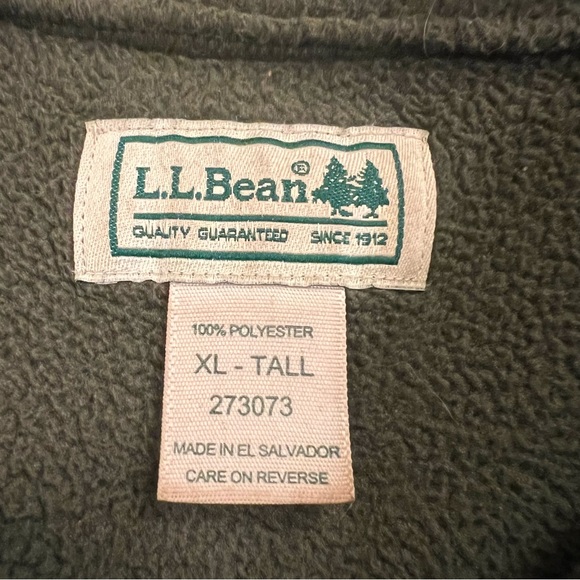 L.L. Bean Vintage Men’s Button Up Fleece Overshirt Army Green XL Tall - Picture 4 of 15